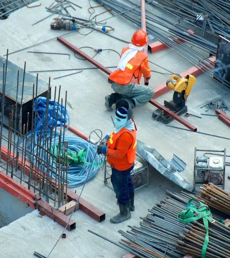 Construction site with worker